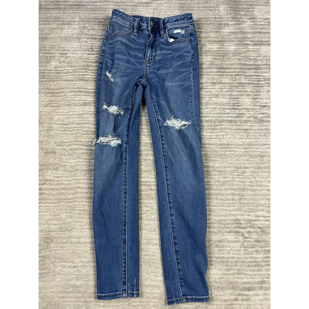American Eagle Jeans Womens 0 Blue Super Hi Rise Jegging Crop Next Level Stretch